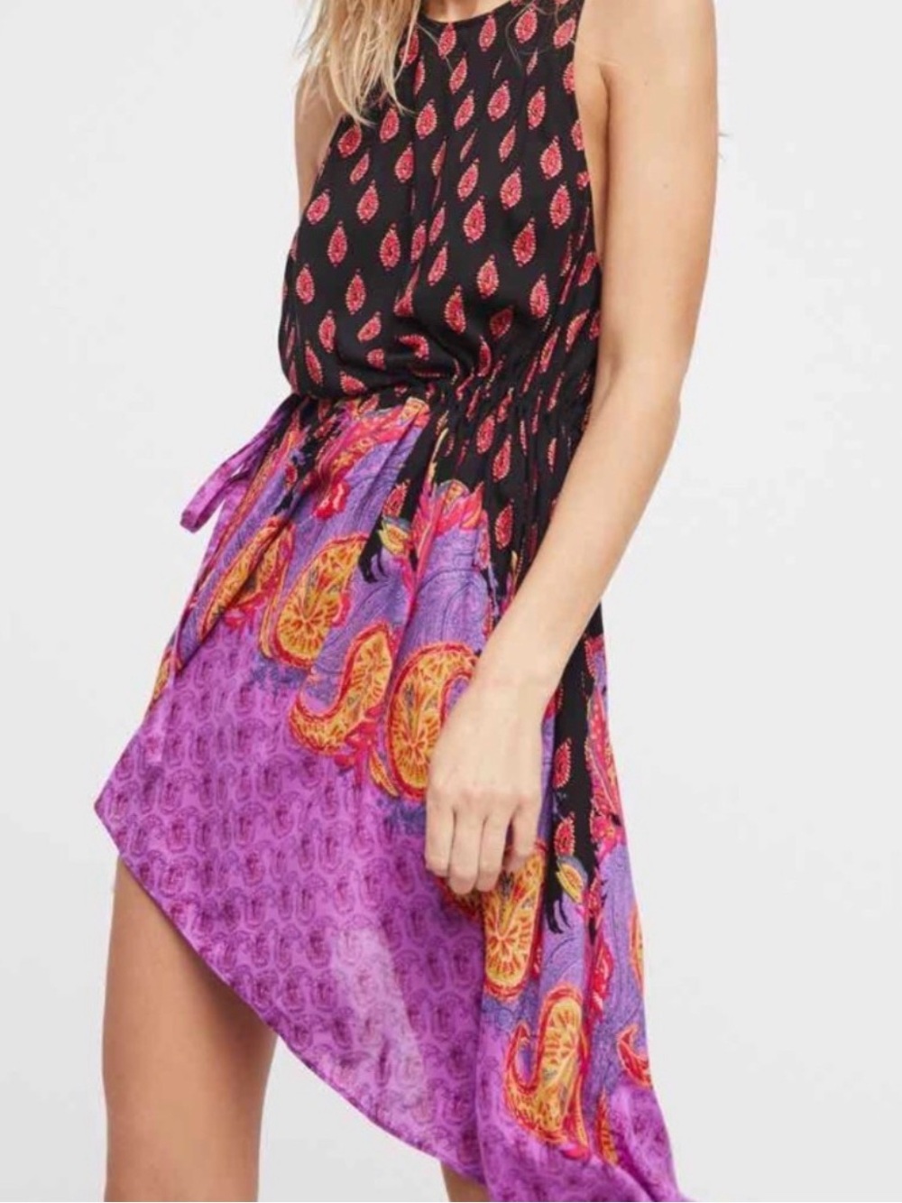 Free People Rendezvous High Low Asymmetrical Purple Paisley Boho
Gypsy Dress